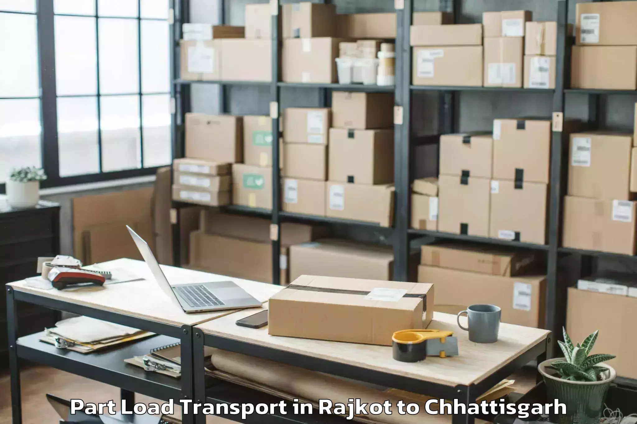 Top Rajkot to Dharamjaigarh Part Load Transport Available